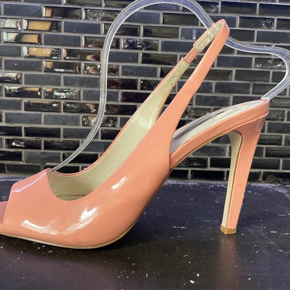 BCBGeneration Pink Peep Toe Slingback Patent Leather Heels - Picture 3 of 9